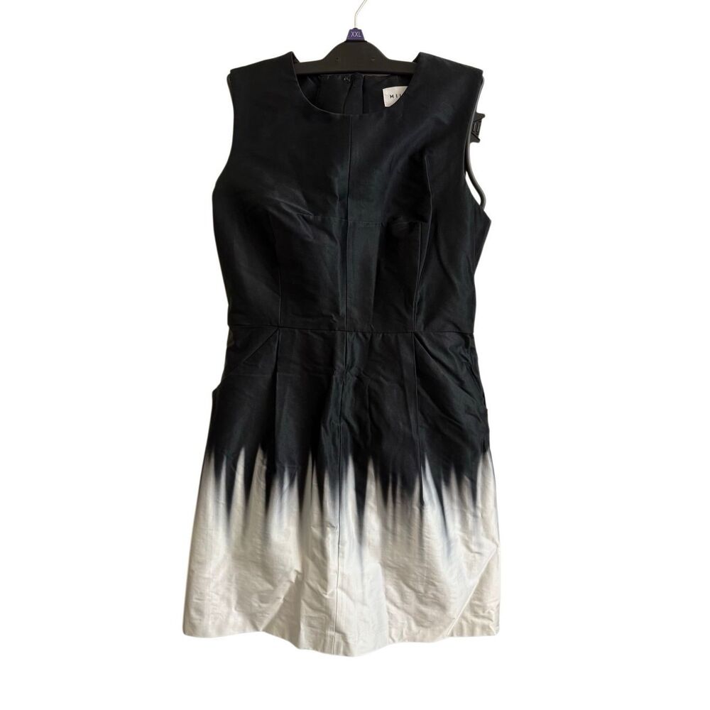 MILLY Ombre Painting Coco Dress Black White Sleeveless Fit & Flare Size 8